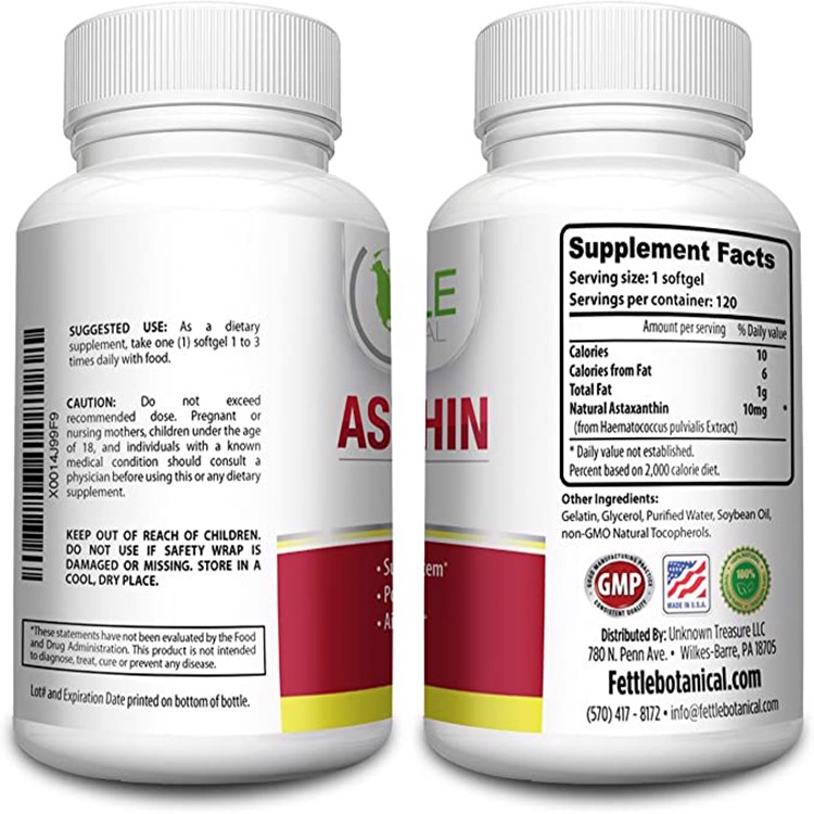 Fettle Botanical Astaxanthin 10mg, 120 Softgels - Ảnh 3
